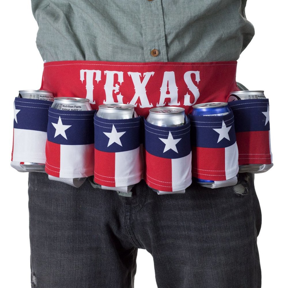 Texas Flag Adjustable 6 Pack Beer Belt